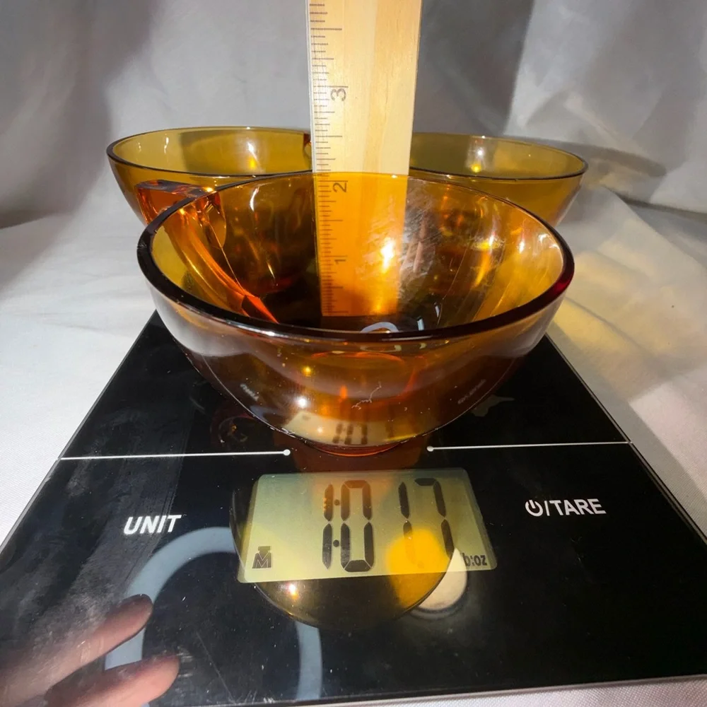 3 MCM Vintage Amber Glass Tea/Punch Cups - Picture 11 of 11